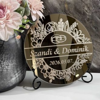 Egyedi neves esküvői dísztükör (20 cm)